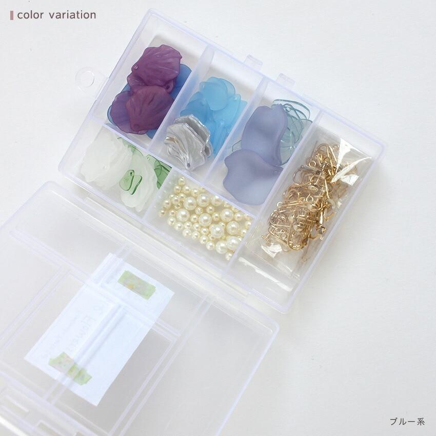 Petal-Shaped Parts Earring Set Pink Tone / Blue Tone