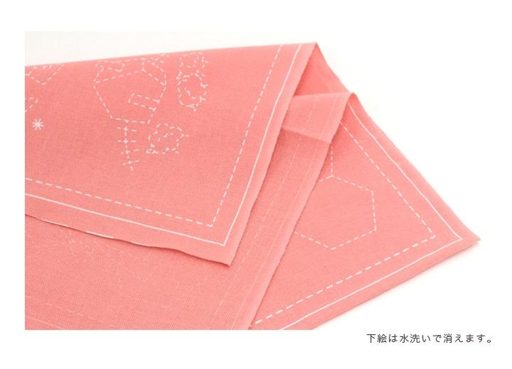 Sashiko Embroidered Flower Dishcloth Rose (Sue Play/Sue Honeycomb)