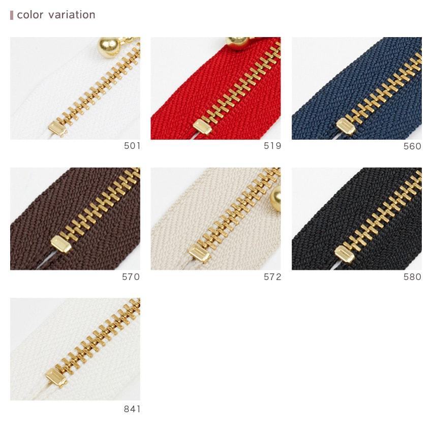 YKK Beaded Zipper 35cm Metal Gold 3MGC-35 G Standard Color
