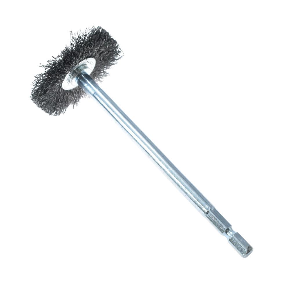 AP 1/4HEX Wire Brush Steel Wheel Type Long | Brush Wire Steel Steel Shaft Long Wheel Type Grime Removal Dirt Removal Rust Removal Paint Stripping Polishing Grinding