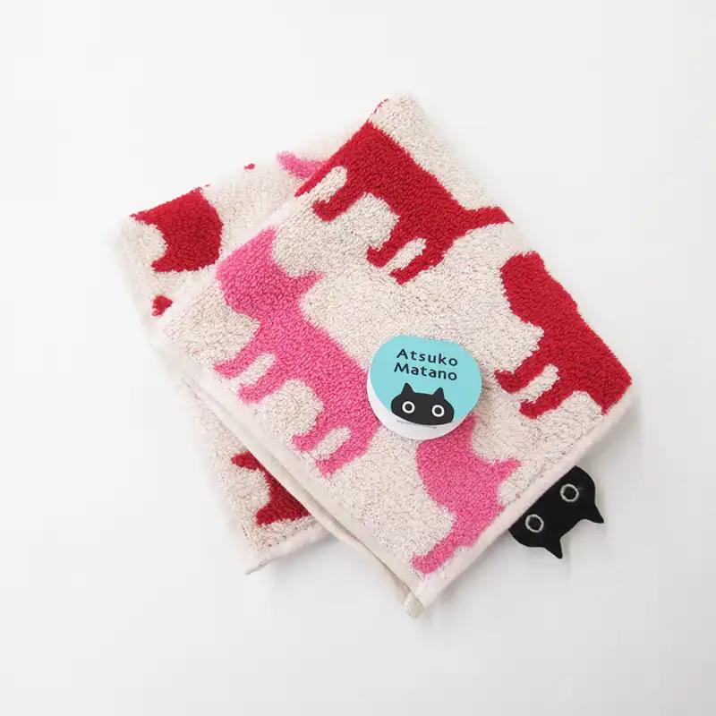 Atsuko Matano / Towel Handkerchief Silhouette Cat Pink