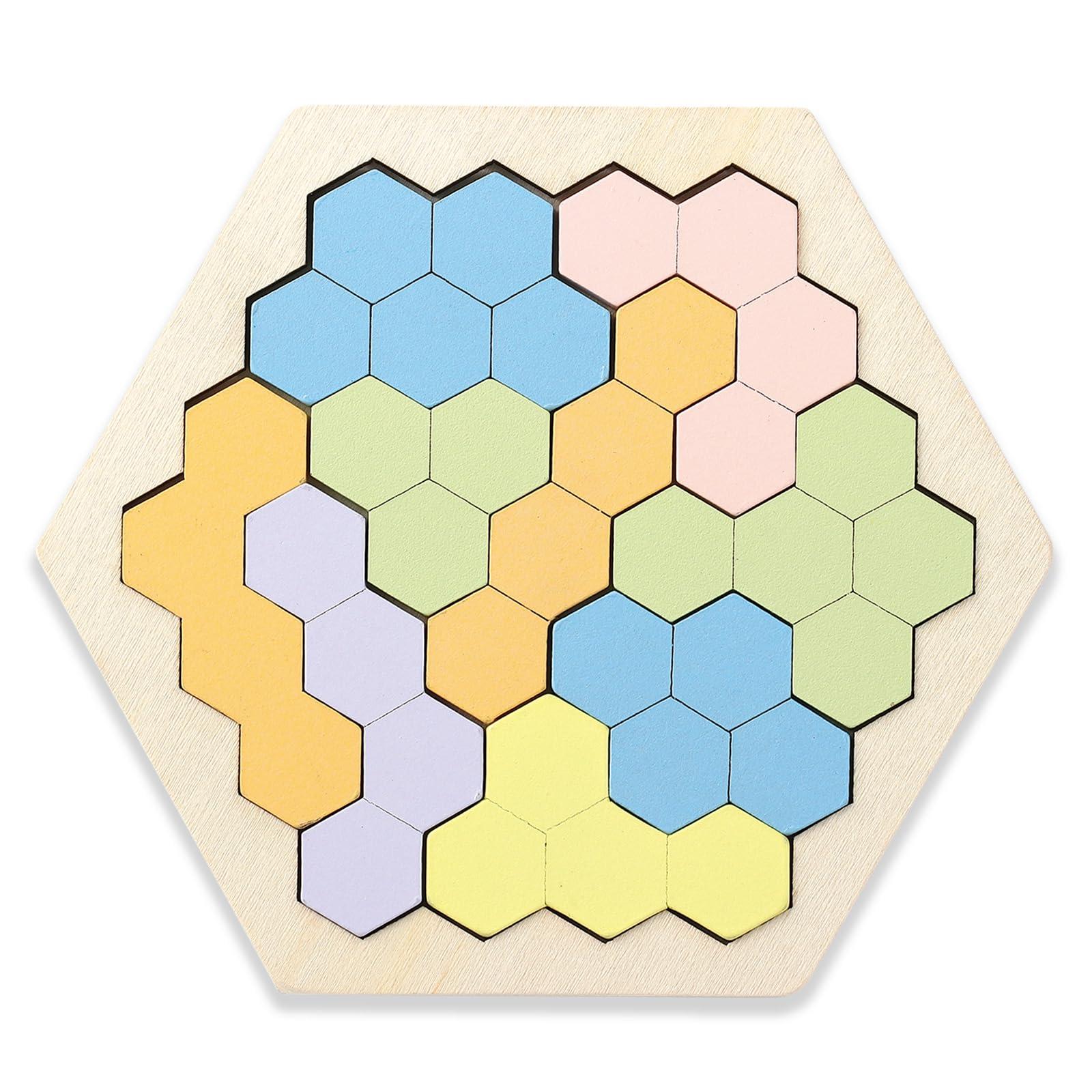 Artec MiraTOY Wooden Hexagon Puzzle Pastel Colors