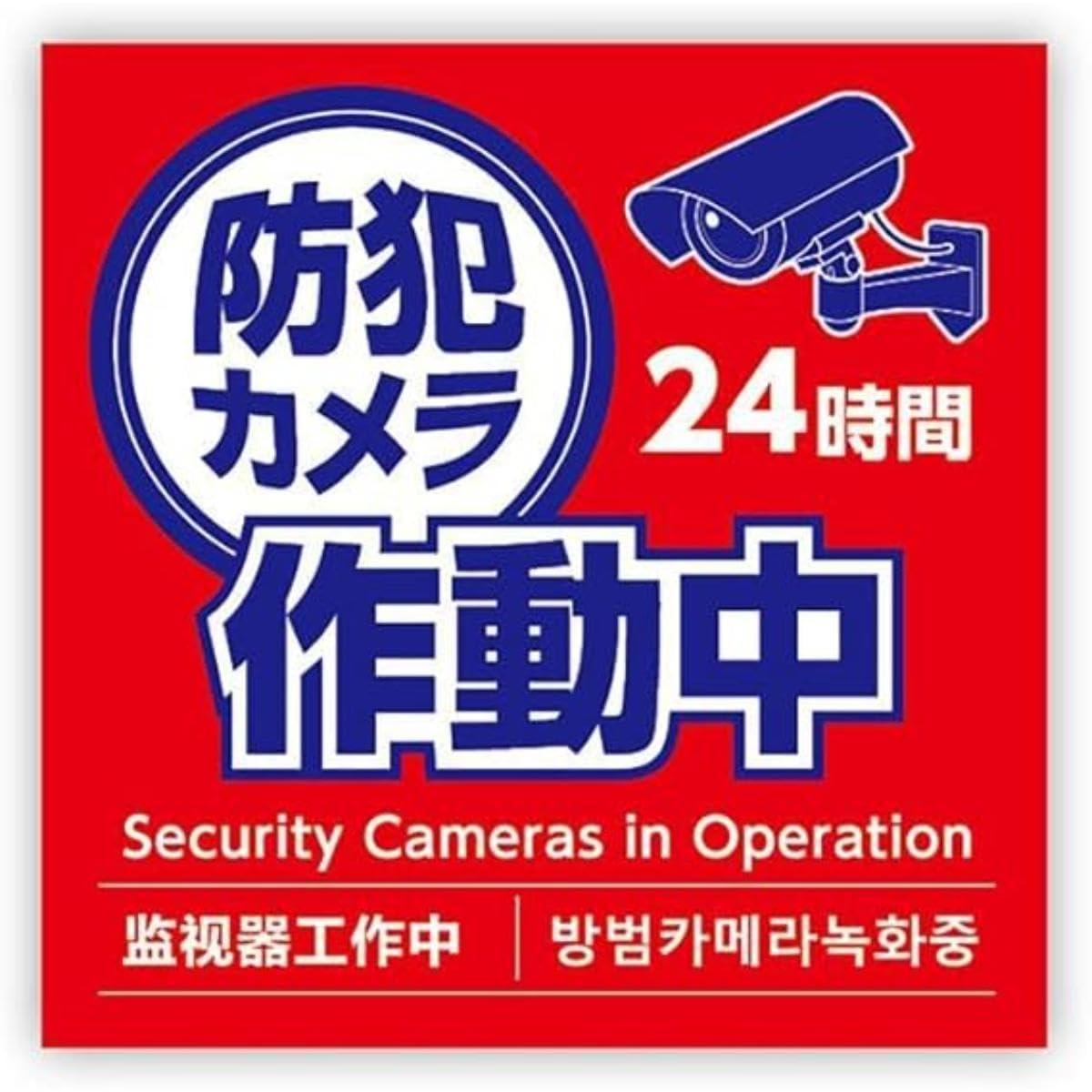 Security Camera in Operation Sticker 95×95mm 5-Piece Set