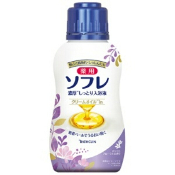 Bathclin Medicated Sofre Rich Moisturizing Bath Liquid White Floral Scent 480ml Bottle