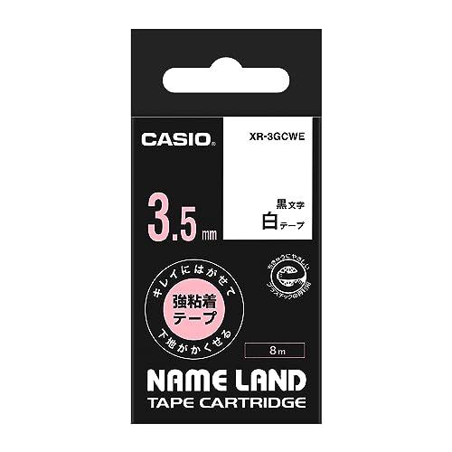 Casio Label Writer Name Land Strong Adhesive Tape for Clean Removal and Concealing Underlayers 3.5mm XR-3GCWE White