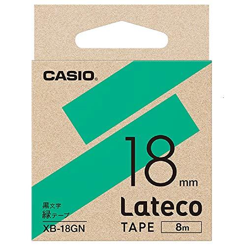 Casio LabelWriter Latico Refill Tape Green with Black Text 18mm XB-18GN