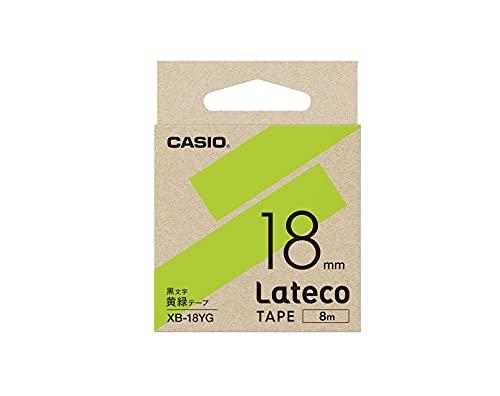 Casio LabelWriter Latico Refill Tape Yellow-Green with Black Text 18mm XB-18YG