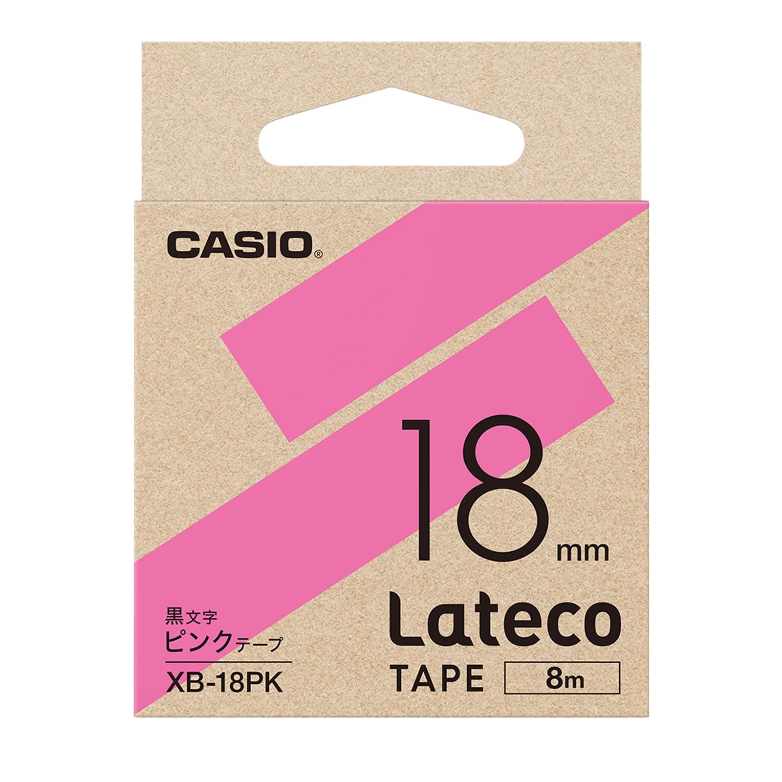 Casio LabelWriter Latico Refill Tape Pink with Black Text 18mm XB-18PK
