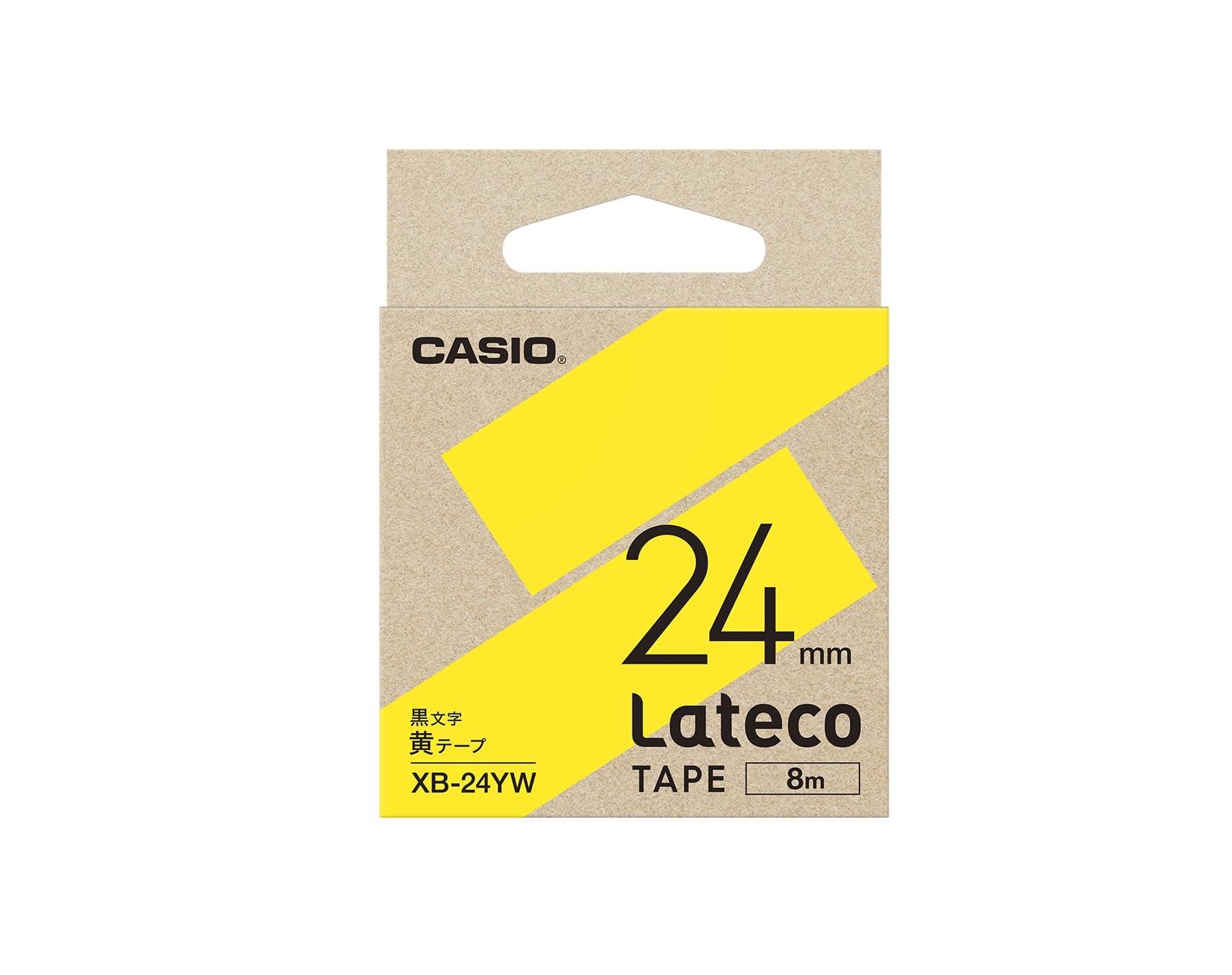 Casio LabelWriter Latico Refill Tape Yellow with Black Text 24mm XB-24YW