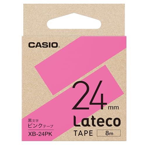 Casio LabelWriter Latico Refill Tape Pink with Black Text 24mm XB-24PK
