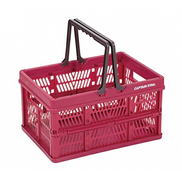 Captain Stag Camping Basket Faure Folding Handy Container M Size Red UL-1011