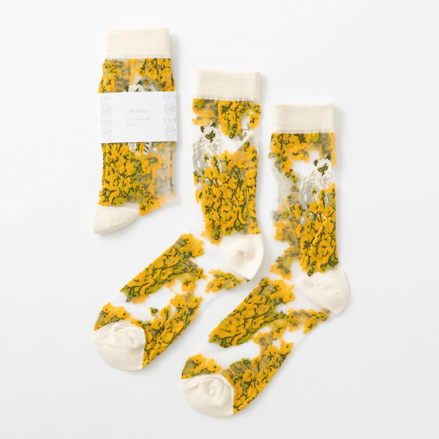 Jubilee Socks Sheer Socks Cat and Flowers 2