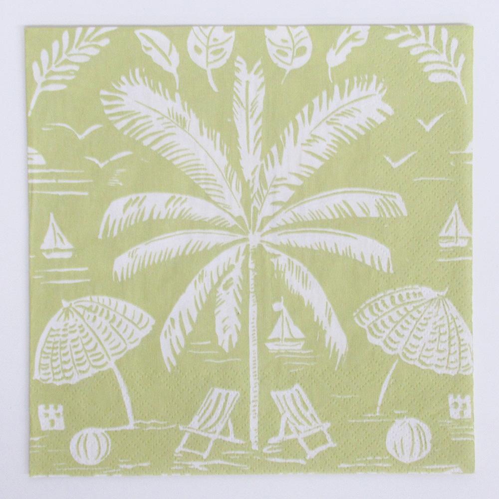 Caspari Paper Napkin L Palms And Parasols Key Lime/18421L10
