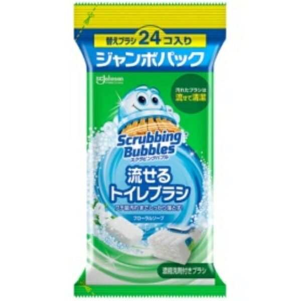 Johnson Scrubbing Bubble Flushable Toilet Brush Floral Soap Refill Brushes Jumbo Pack 1 Pack (24 Count)