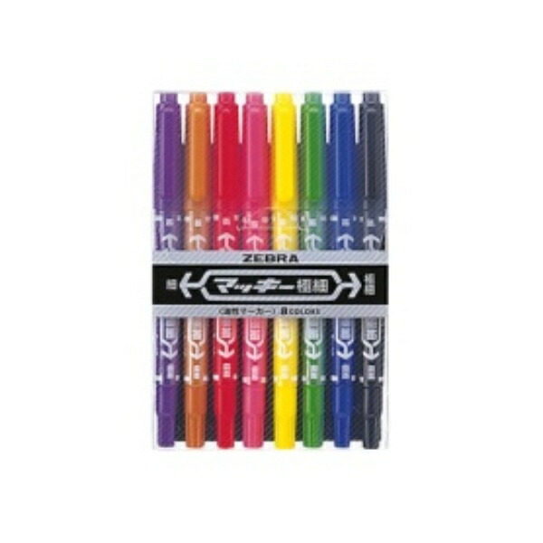 Zebra Oil-Based Marker Mackie Ultra-Fine Round Tip Fine + Ultra-Fine 8 Colors (1 Pen per Color) MCF-8C 1 Pack