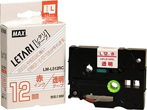 Max Beepop Mini Tape Cassette 12mm Width Transparent with Red Text LM-L512RC