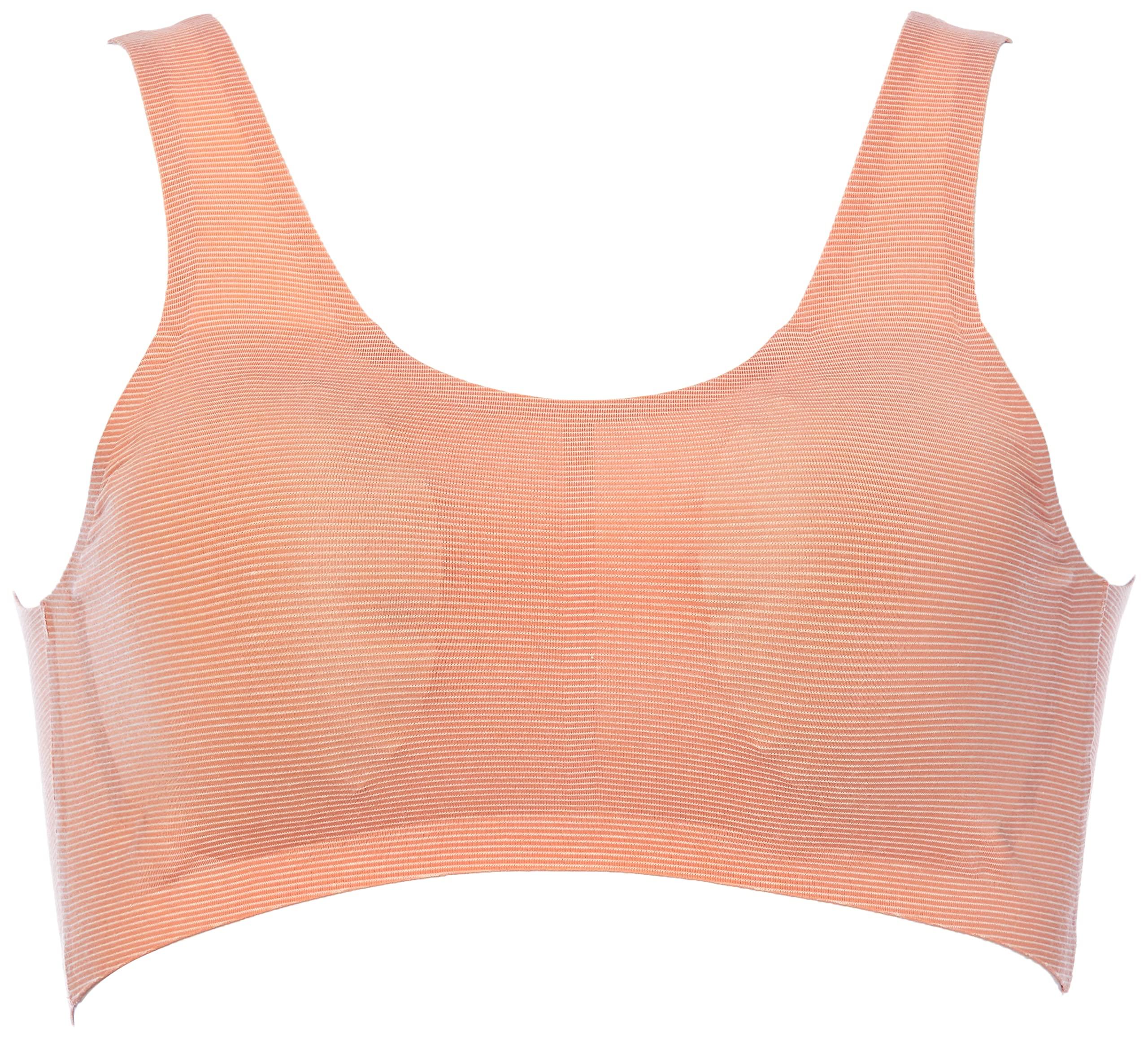 [Atsugi] Mold Bra [Hijuni (High Juni) Less See-Through] Less See-Through / Step 01 Border Pattern Half Top Cotton Blend Pull-Over Type Less Noisy 93206AS Girls Apricot