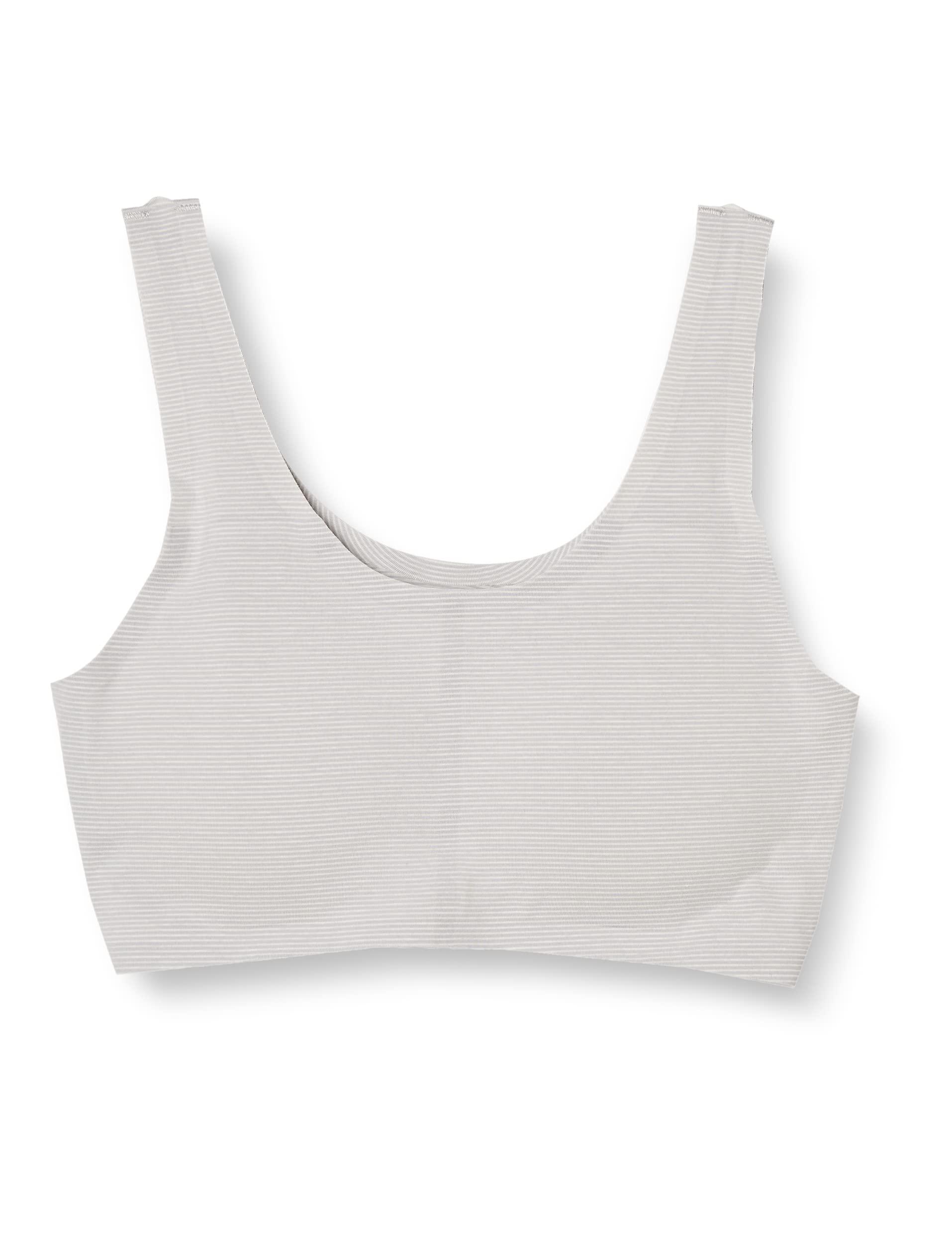 [Atsugi] Mold Bra [Hijuni (High Juni) Less See-Through] Less See-Through / Step 01 Border Pattern Half Top Cotton Blend Pull-Over Type Less Noisy 93206AS Girls Gray
