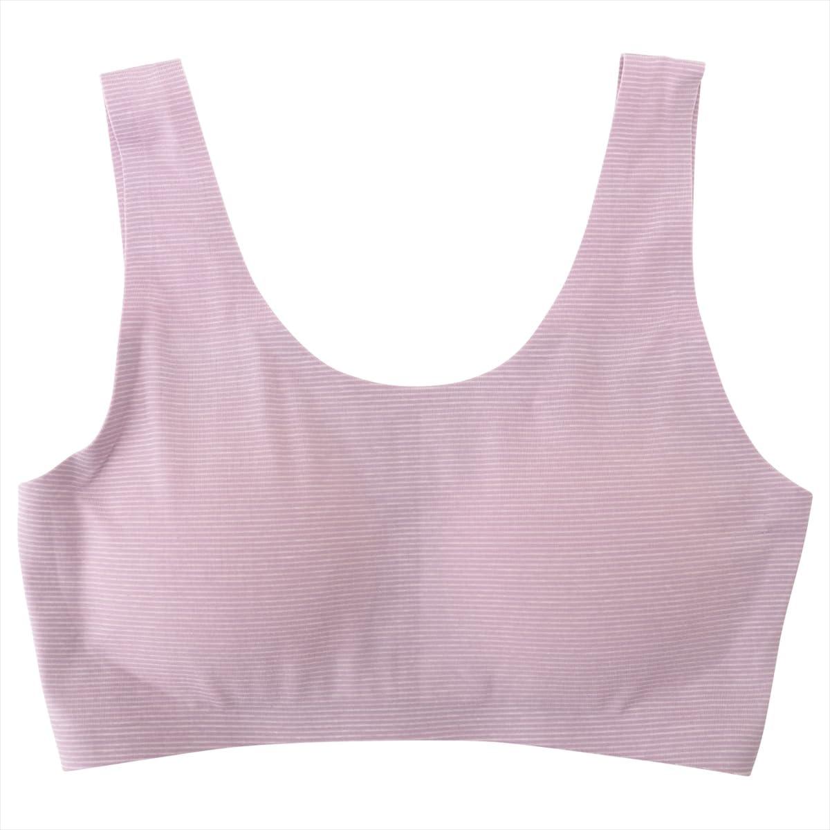 [Atsugi] Mold Bra [Hijuni (High Juni) Less See-Through] Less See-Through / Step 01 Border Pattern Half Top Cotton Blend Pull-Over Type Less Noisy 93206AS Girls Light Purple