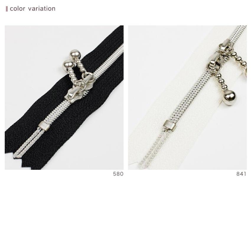 YKK Beaded Zipper 35cm Metal Gold 3CM-35 Nickel Double Stop 841