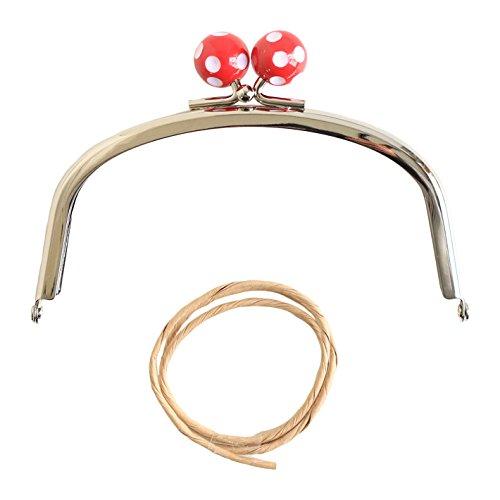 INAZUMA Paper Cord Dot Pattern Beaded Mouthpiece W12×H8.5cm Red BK1297S-2