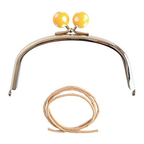 INAZUMA Paper Cord Dot Pattern Beaded Mouthpiece W12×H8.5cm Yellow BK1297S-6