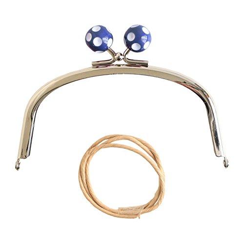 INAZUMA Paper Cord Dot Pattern Beaded Mouthpiece W12×H8.5cm Navy BK1297S-23