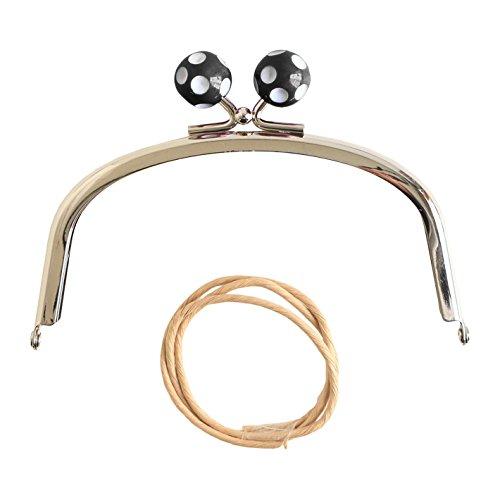 INAZUMA Paper Cord Dot Pattern Beaded Mouthpiece W12×H8.5cm Black BK1297S-26