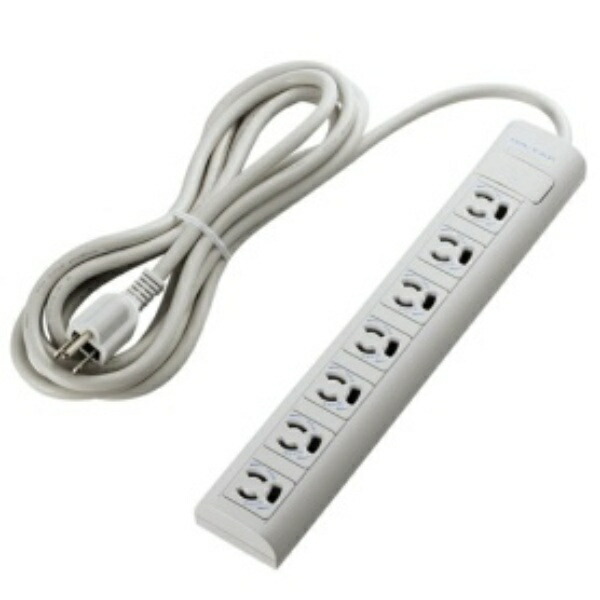 ELECOM Power Strip with Surge Protector, Magnetic Plugs, Locking Outlets, 3P-2P Adapter, 7 Outlets, 3m Cable, White T-ECOY053NDA