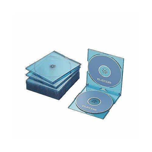 ELECOM CD/DVD Slim Plastic Case / Holds 2 Discs / 10-Pack / Clear Blue