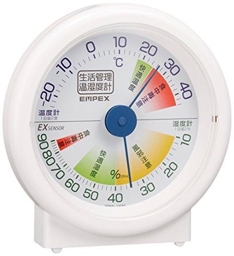 Empex Weather Station Thermometer & Hygrometer Personal Use Temperature & Humidity Monitor Desktop Model Made in Japan White TM-2401 9.3x8.9x3.5cm