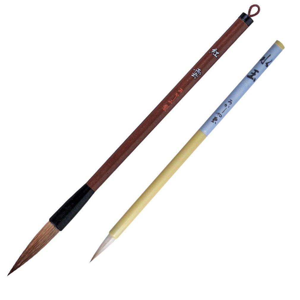Akashiya Calligraphy Brush Set (2-Piece) Thick No. 3 + Thin No. 8 for School Calligraphy Practice ALS-140