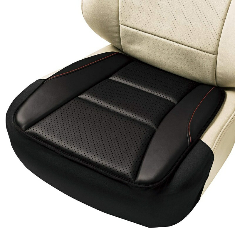 BONFORM Seat Cushion Leather Arrow for Light/Standard Vehicles Hip-Shaped with Skirt-Style Stopper Punching Leather Hip Pad 45x45x2cm Black 5678-43BK