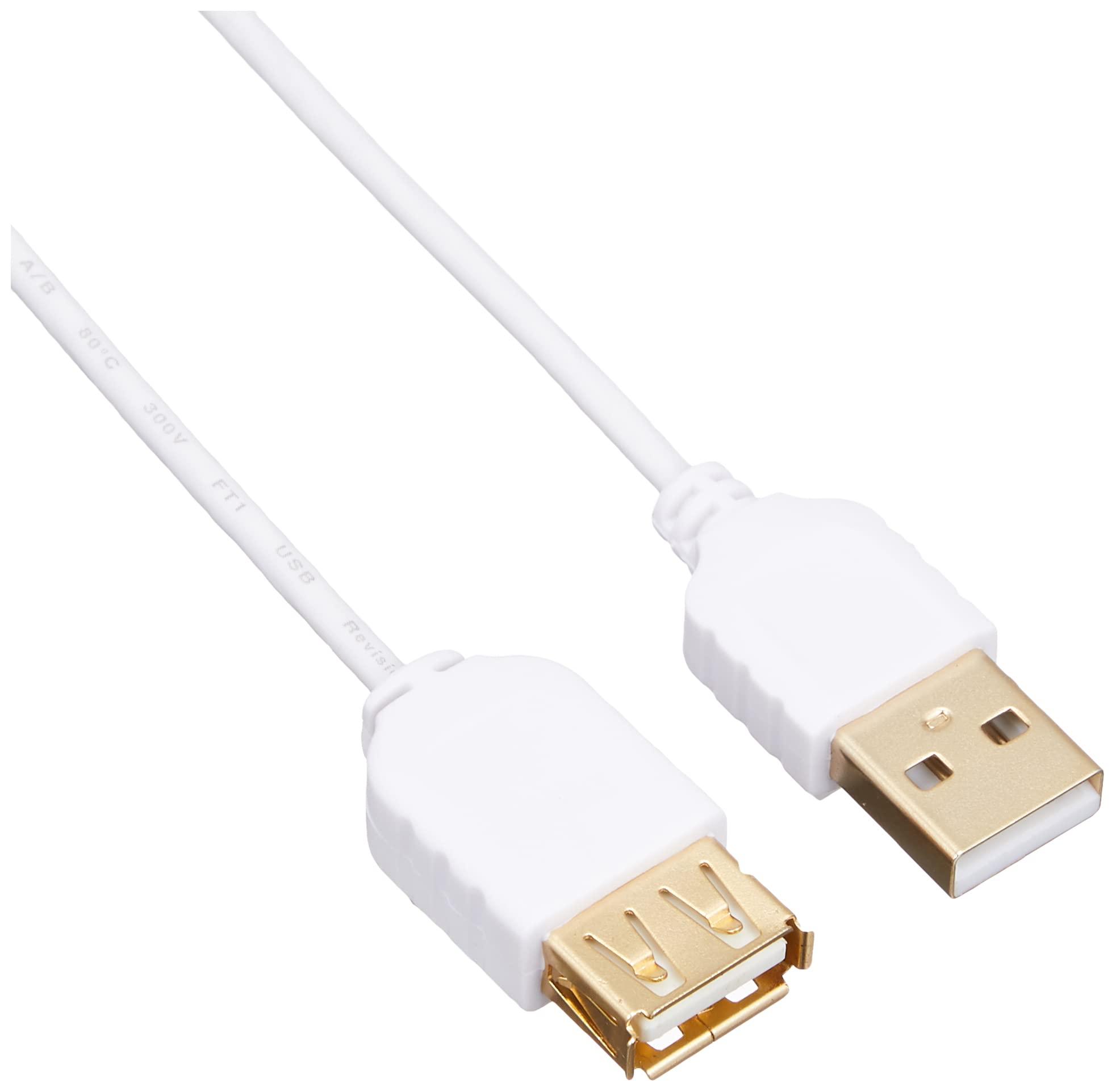 Sanwa Supply Ultra-Thin USB Extension Cable (Type A to Type A Female Extension Type, White, 1.5m) KU-SLEN15WK