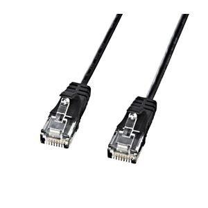 Sanwa Supply CAT6 Compliant LAN Cable Ultra-Thin Type 3.2mm Diameter (5m) 1Gbps/250MHz RJ45 Clip-Proof Black KB-SL6-05BK