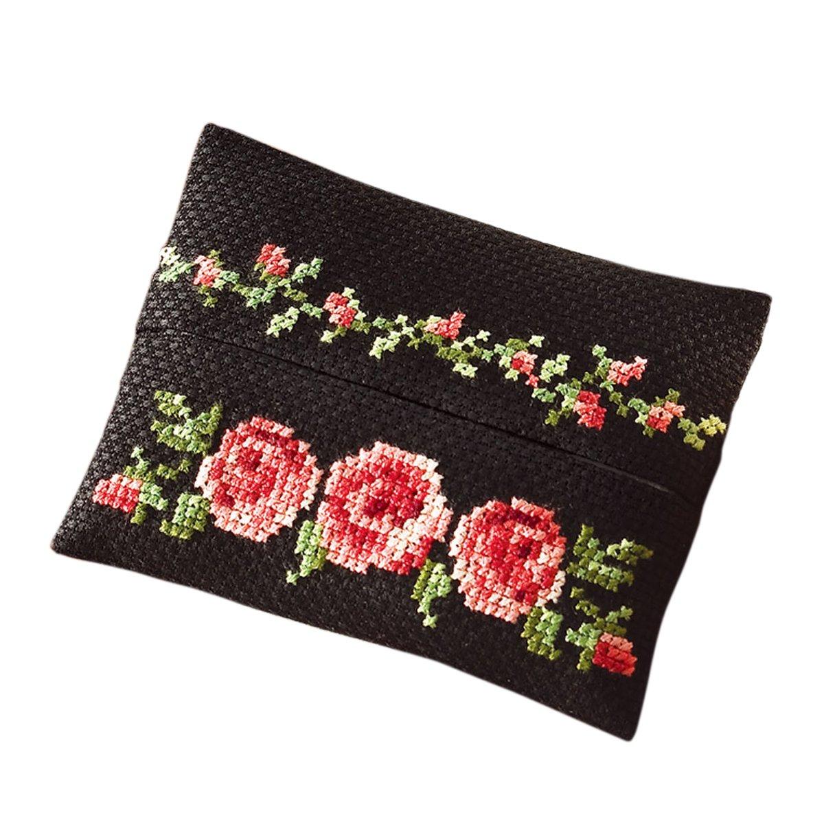 Olimpas Silk Embroidery Kit “Gentle Floral Embroidery Accessories” No.9015 Tissue Case・Rose