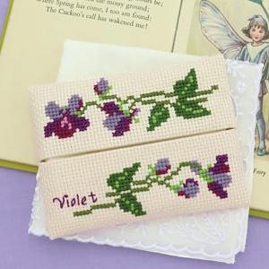 Olympus Silk Cross Stitch Embroidery Kit Flower Embroidery Violet Tissue Case Beige 9052