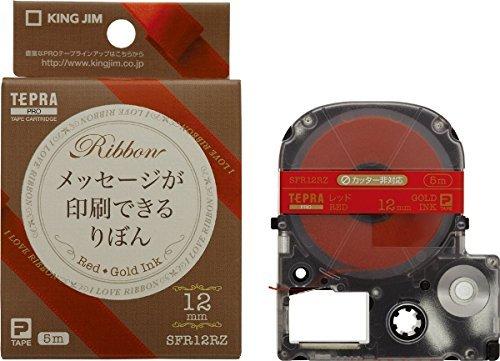 King Jim Tepla PRO Tape Cartridge Ribbon 12mm Red/Gold Text 5m SFR12RZ