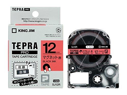 King Jim Tepla PRO Tape Cartridge Magnetic Tape 12mm Red Label/Black Text Length 1.5m SJ12R