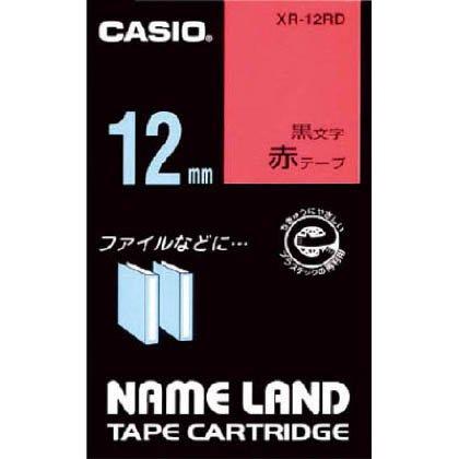 Genuine Casio LabelWriter NameLand Tape 12mm XR-12RD Red Background with Black Text