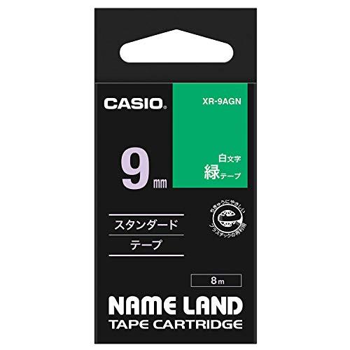 Casio LabelWriter NameLand Tape 9mm XR-9AGN Green with White Text