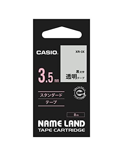 Genuine Casio LabelWriter NameLand Tape 3.5mm XR-3X Black Text on Transparent