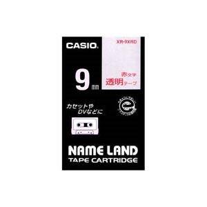 Casio NameLand Label Writer Genuine Tape 9mm XR-9XRD Transparent with Red Text