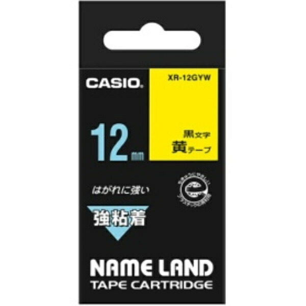Casio LabelWriter NameLand Strong Adhesive Tape 12mm XR-12GYW Yellow