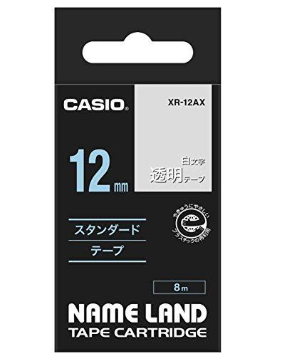 Casio LabelWriter NameLand Tape 12mm XR-12AX Transparent with White Text