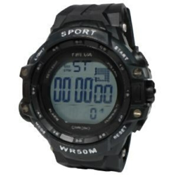 [Crefar] Digital Sports Watch, Waterproof, Multifunction, Urethane Strap, TE-D281-BK, Men's, Black