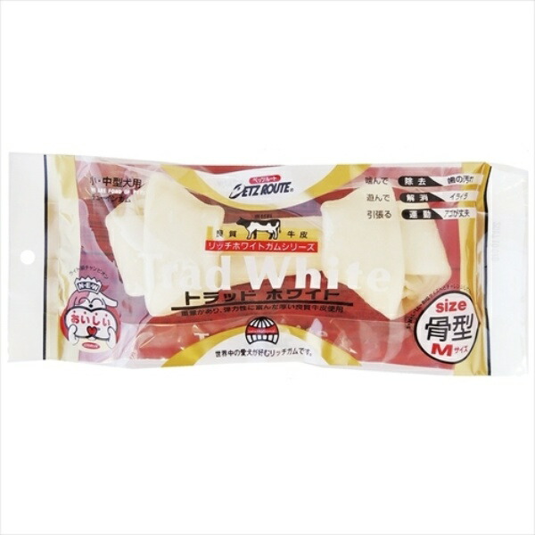 Pets Route Dog Treats Trad White Gum Bone-Shaped M Size