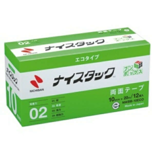 Nichiban Double-Sided Tape Nice Tack (Eco) 12 Rolls 10mm x 20m NWBB-10ECO