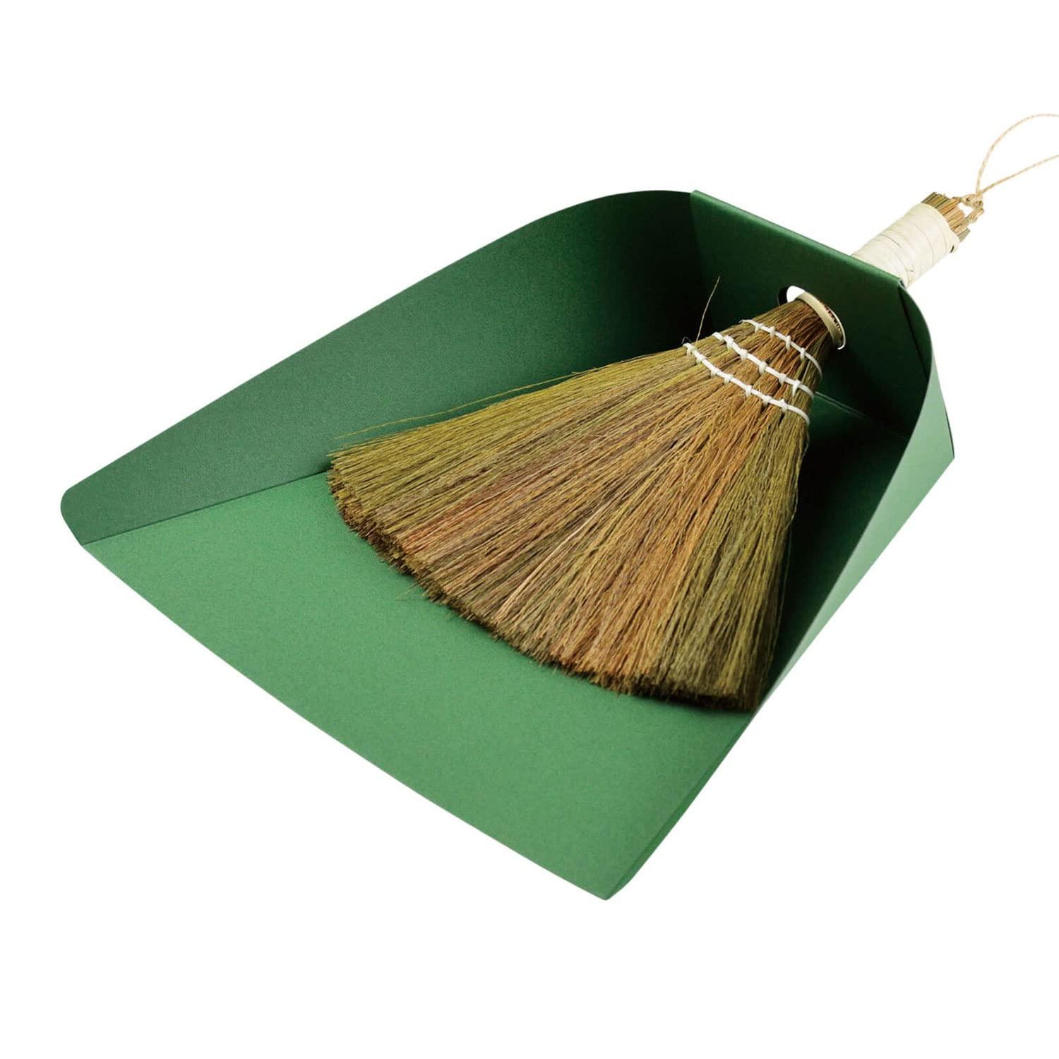 Yamaco Broom and Dustpan Set Anti-Static Green Cleaning Set Temahima Workshop Cleaning and Tidying Natural Materials Year-End 85879