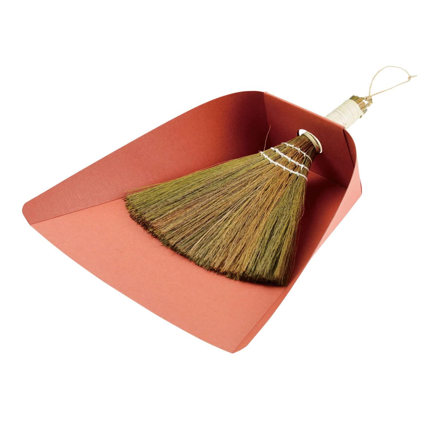 Yamako Broom and Dustpan Set Red Cleaning Set Natural Material Year-End Cleaning 85879 Bengara Temahima Workshop Cleaning and Tidying